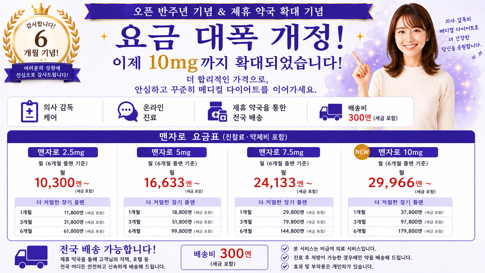 오픈 반주년 기념·제휴 약국 확대·맨자로 요금 대폭 개정